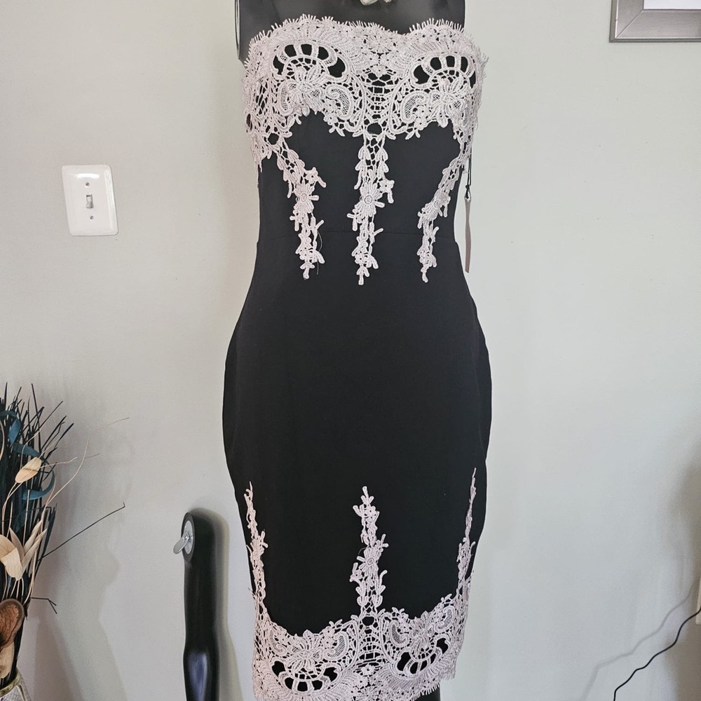 Haute Monde Black and White Lace Dress